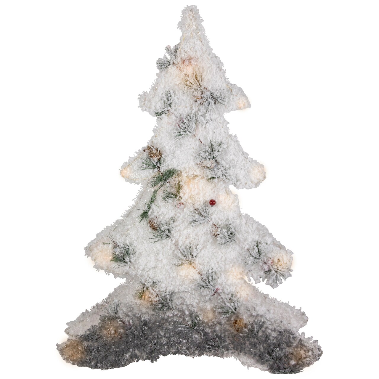Northlight LED Lighted 2D Tinsel and Pine Christmas Tree Decoration - 27.5"